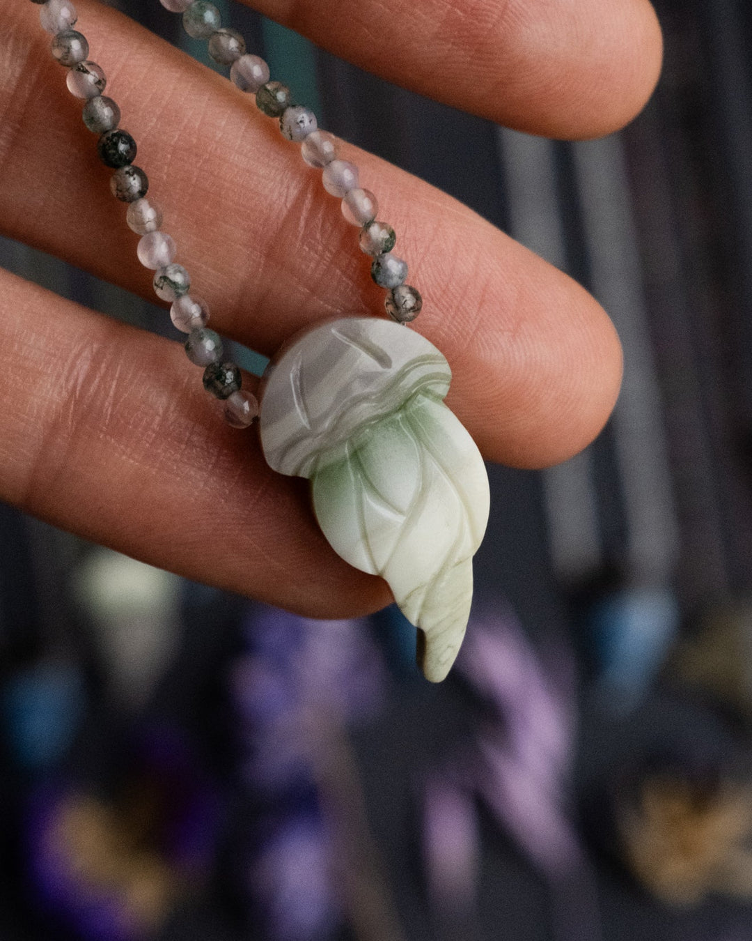 Serpentine Hand Carved Jellyfish Beaded Necklace - The Healing Pear