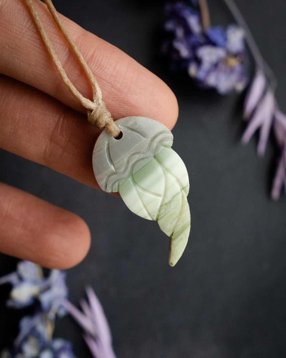 Serpentine Hand Carved Jellyfish Necklace - The Healing Pear