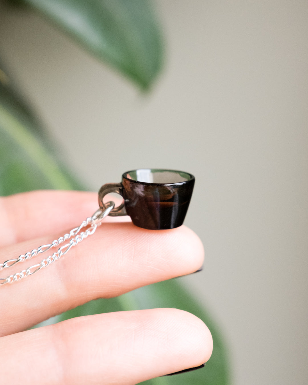 Smoky Quartz Hand Carved Mug Necklace - The Healing Pear