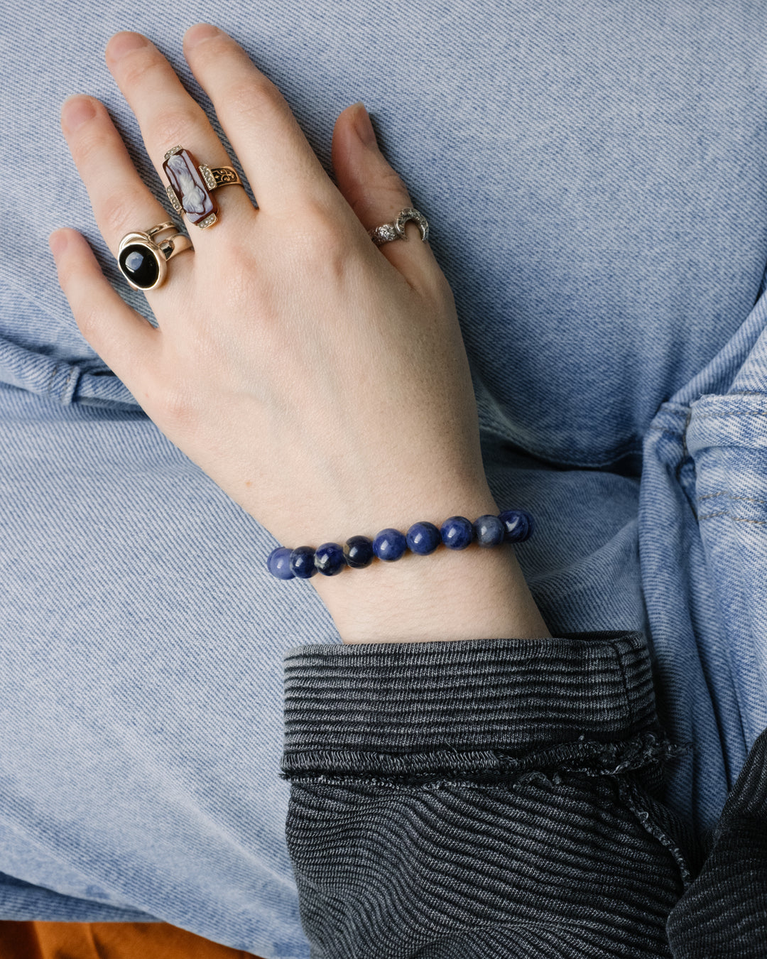 Sodalite Round Bead Bracelet 8mm