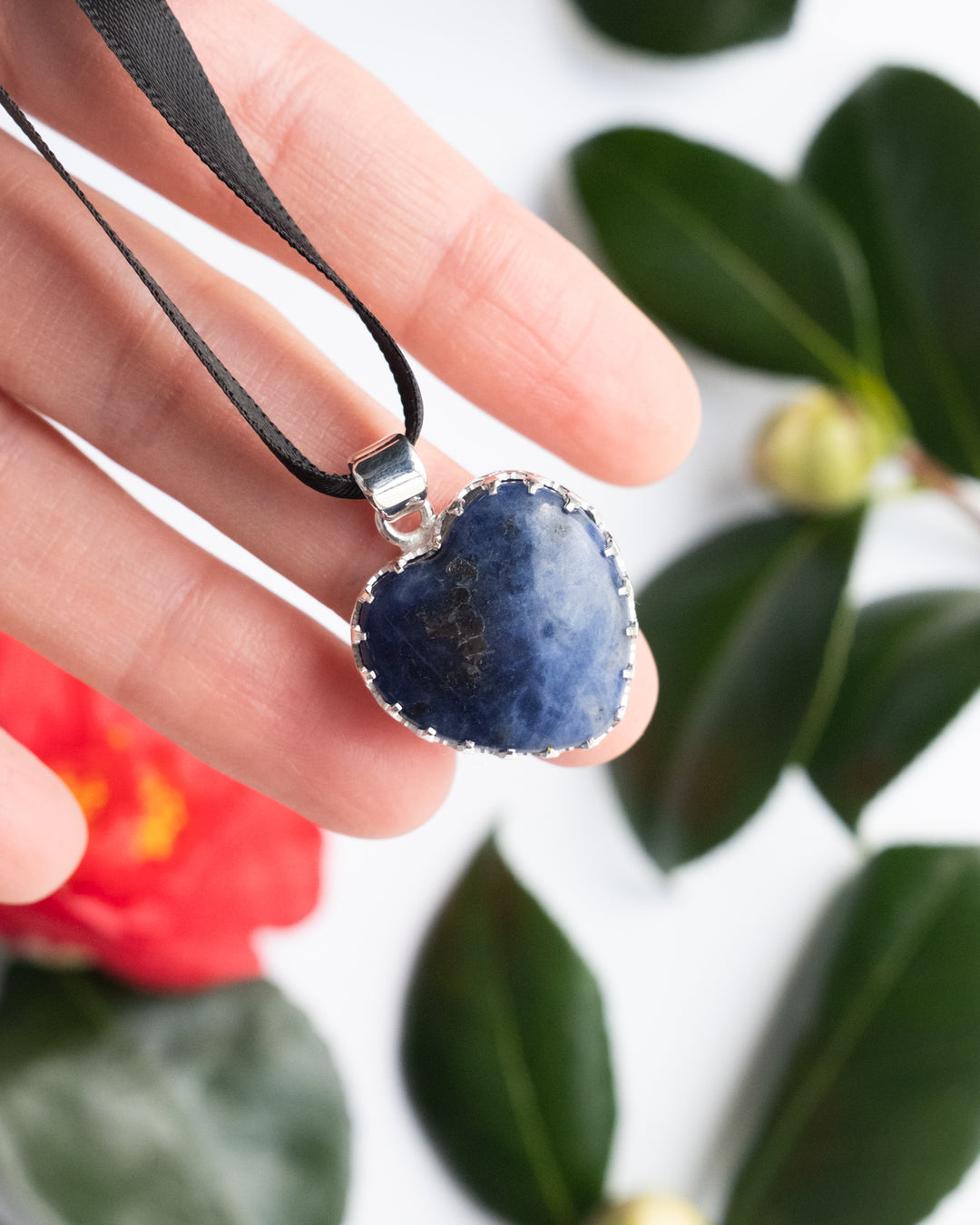 Sodalite Heart Sterling Silver Gallery Necklace - The Healing Pear