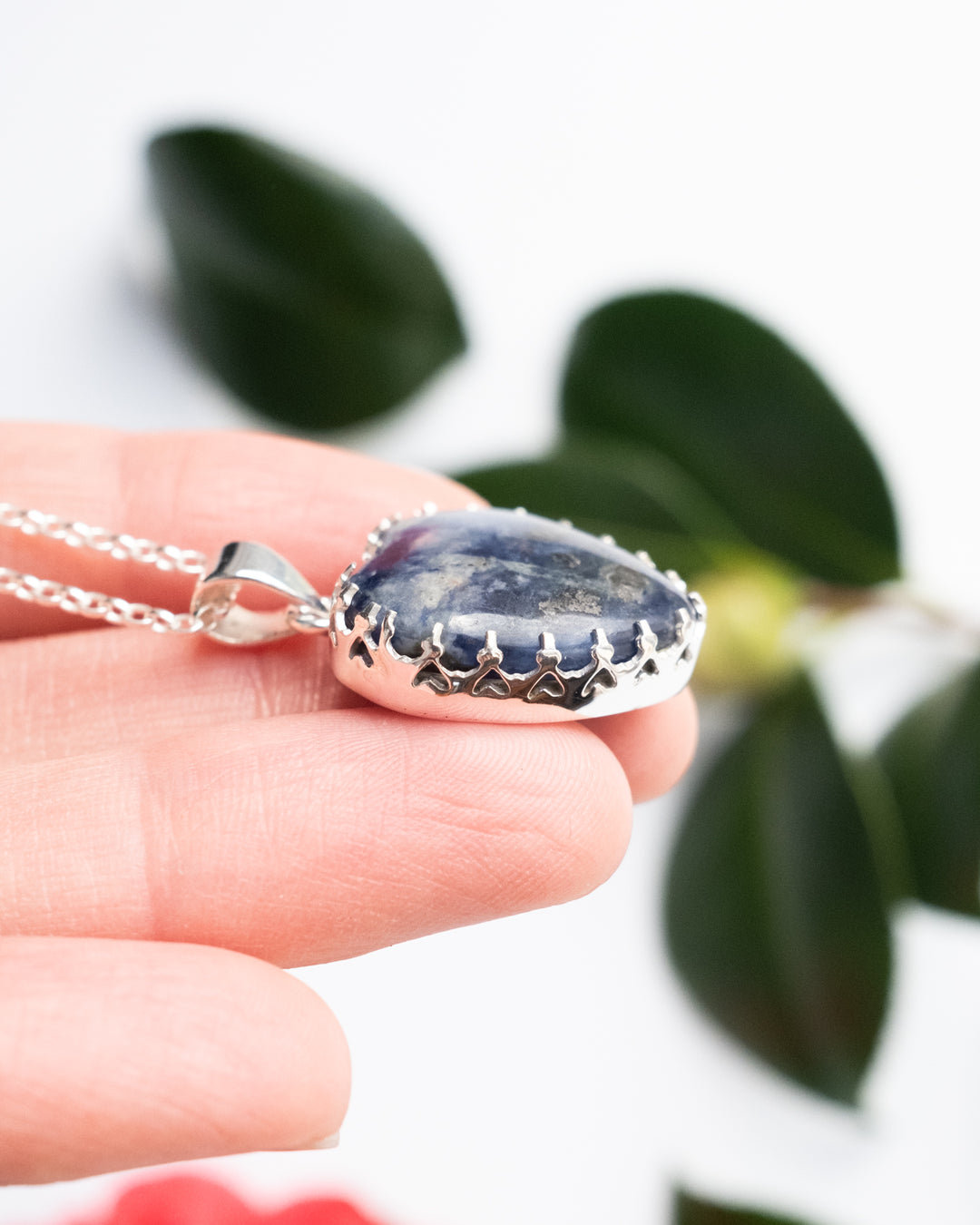 Sodalite Heart Sterling Silver Gallery Necklace - The Healing Pear