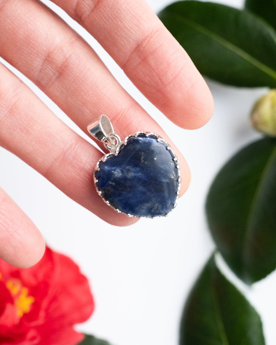 Sodalite Heart Sterling Silver Gallery Necklace - The Healing Pear