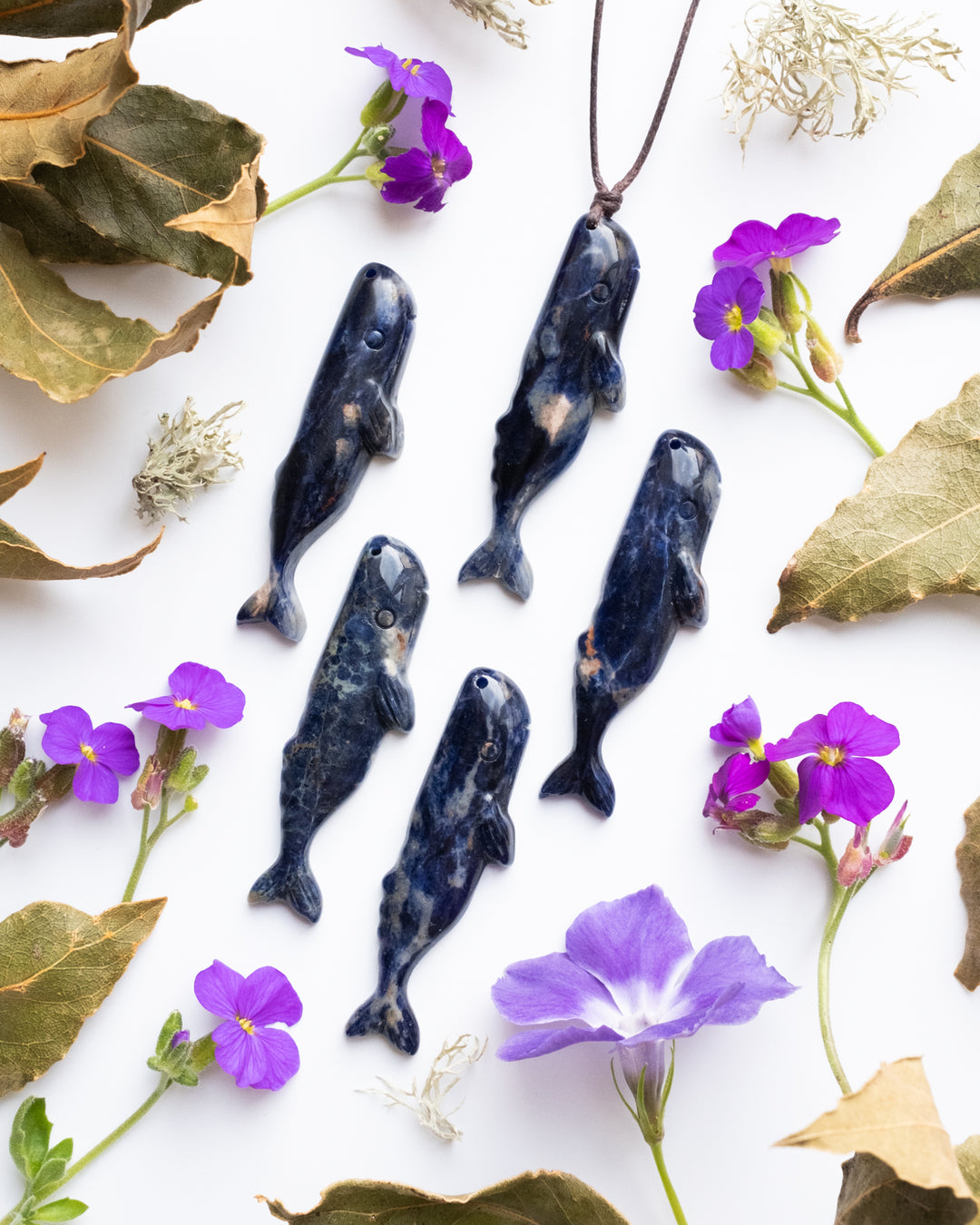 Sodalite Hand Carved Sperm Whale Necklace - The Healing Pear