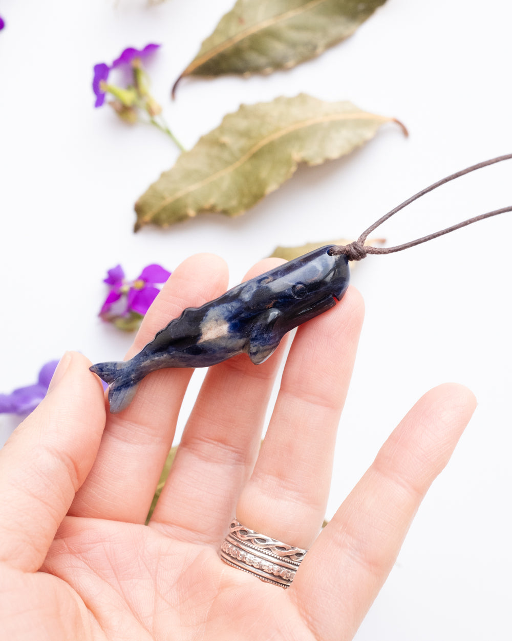 Sodalite Hand Carved Sperm Whale Necklace - The Healing Pear