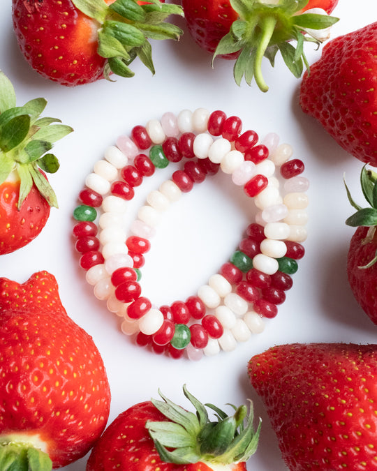 Strawberries &amp; Cream Beaded Candy Bracelet