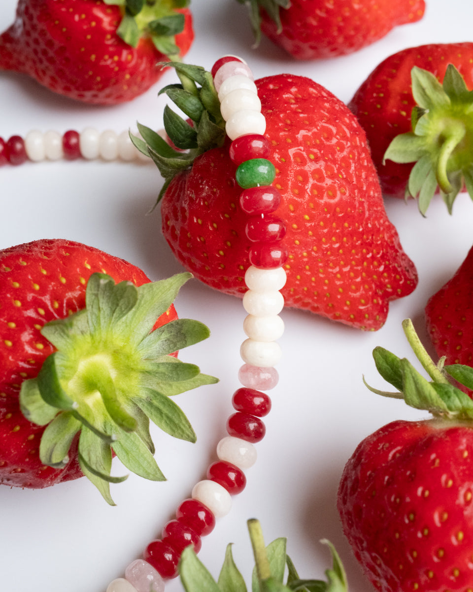 Strawberries &amp; Cream Beaded Candy Necklace
