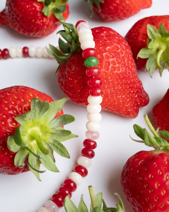 Strawberries &amp; Cream Beaded Candy Necklace