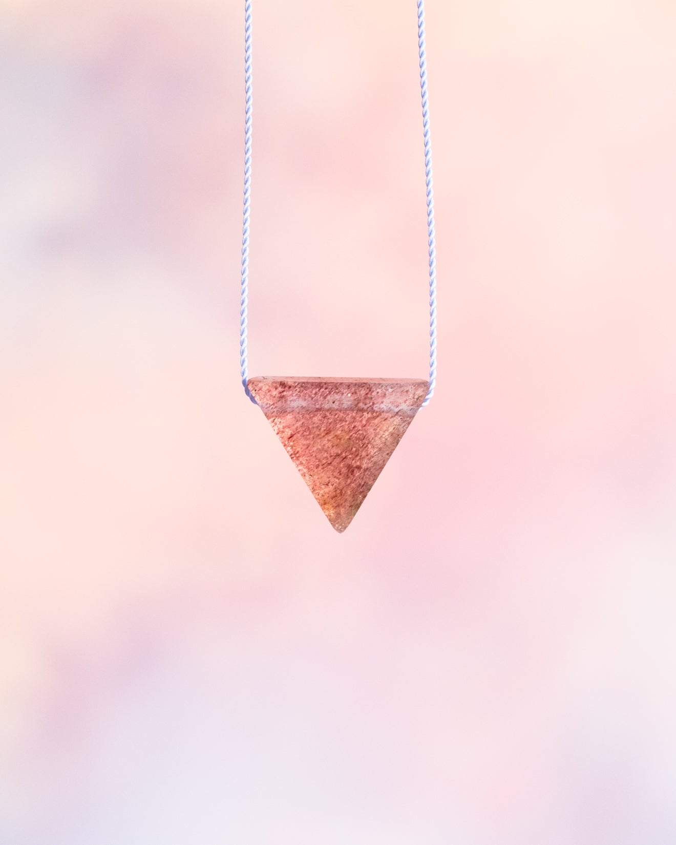 Strawberry Quartz Triangle Vegan Silk Necklace - The Healing Pear