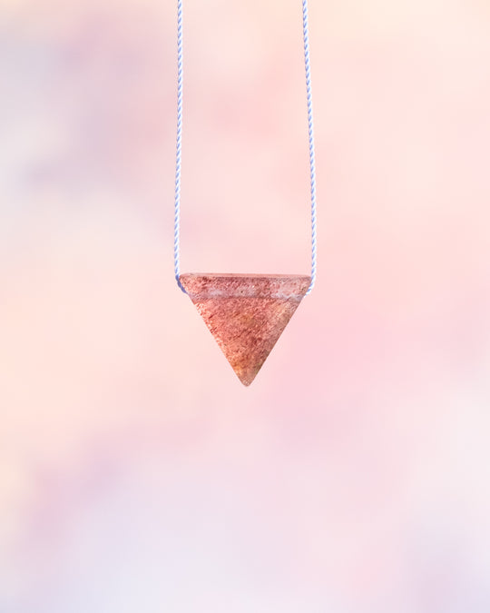 Strawberry Quartz Triangle Vegan Silk Necklace - The Healing Pear