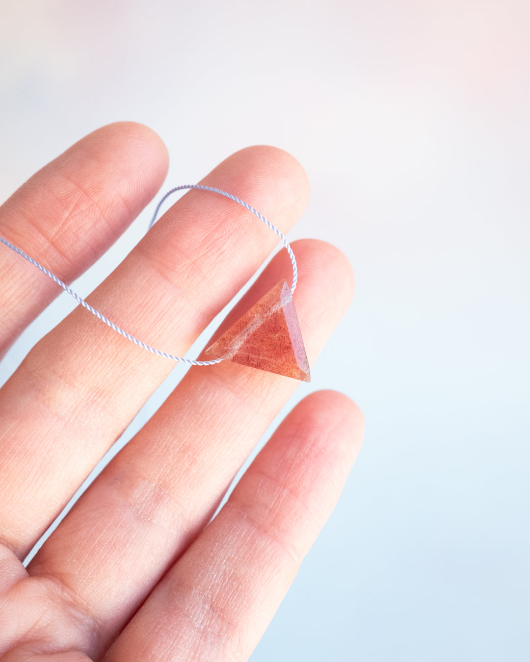 Strawberry Quartz Triangle Vegan Silk Necklace - The Healing Pear
