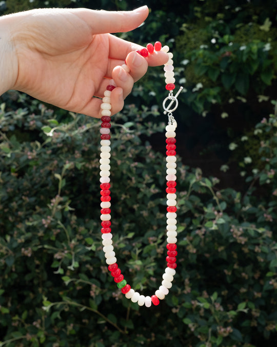 Strawberries &amp; Cream Beaded Candy Necklace