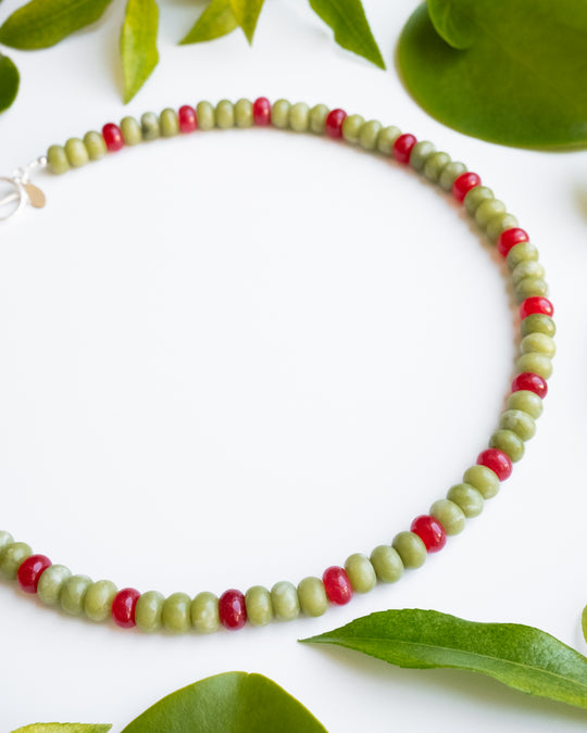 The Olive Beaded Candy Necklace