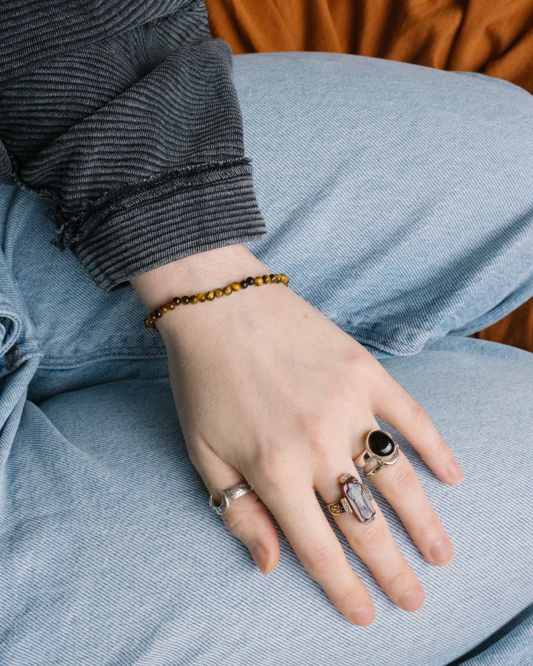 Tiger's Eye Round Bead Bracelet 4mm