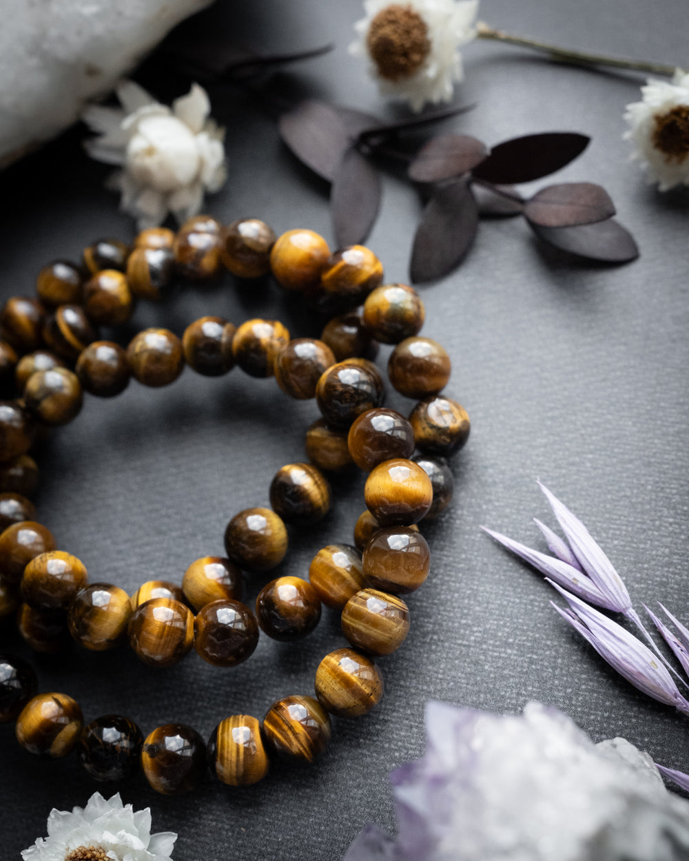 Tiger's Eye Round Bead Bracelet 8mm - The Healing Pear