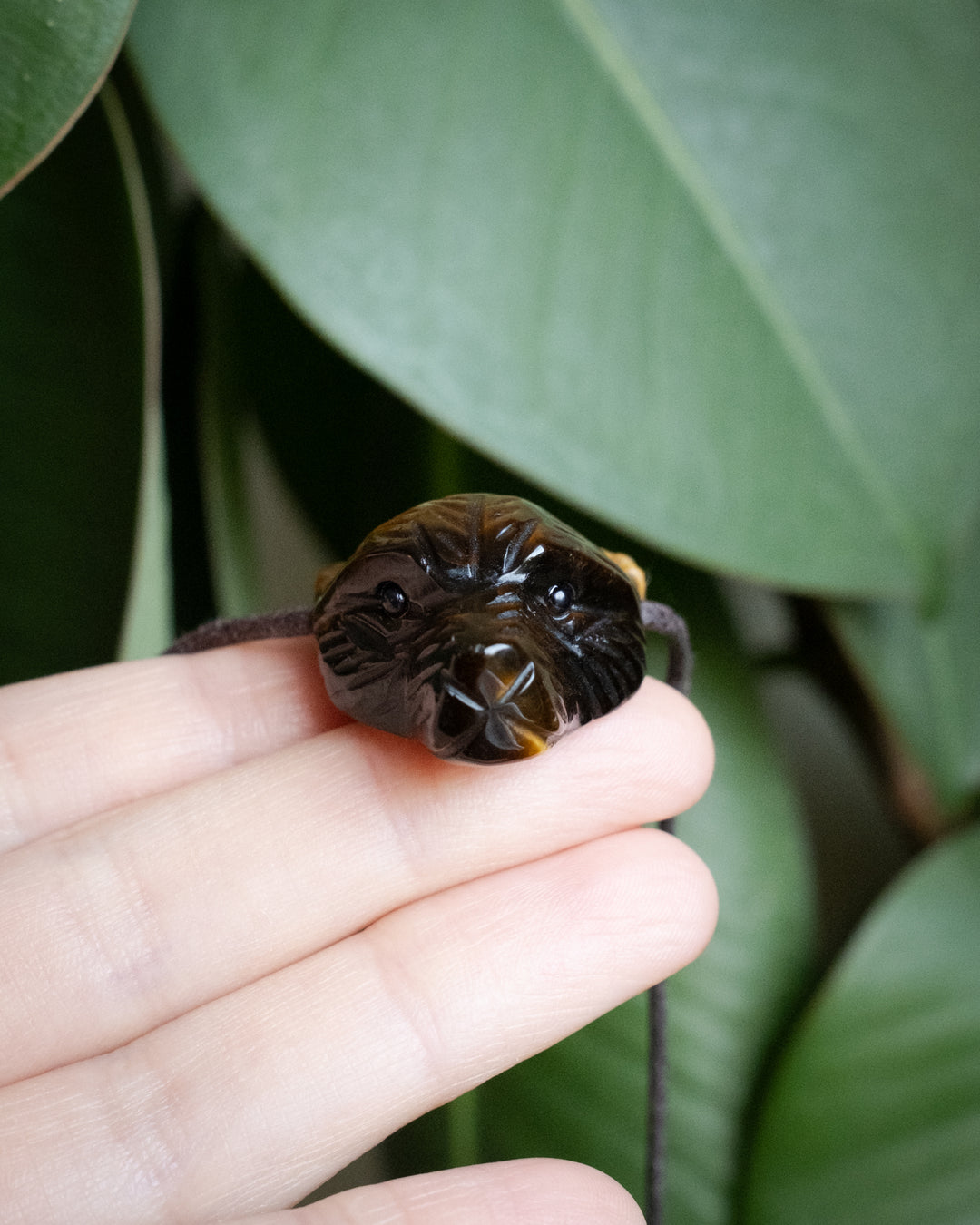 Tiger's Eye Hand Carved Bear Necklace - The Healing Pear