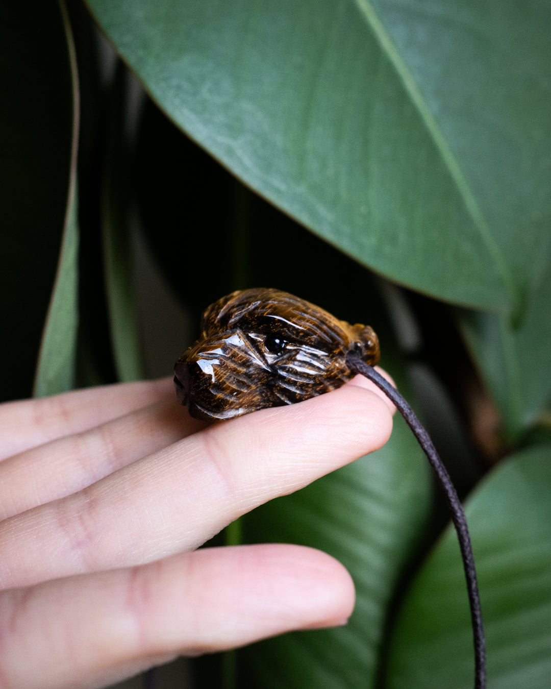 Tiger's Eye Hand Carved Bear Necklace - The Healing Pear