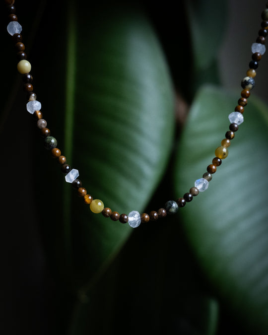 Rainbow Moonstone, Canadian Jade, Tiger’s Eye Beaded Satellite Necklace - The Healing Pear