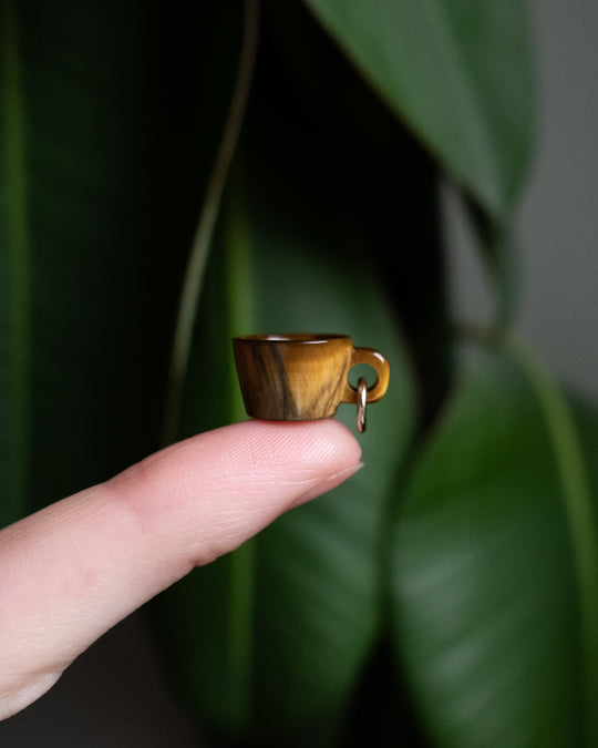 Tiger's Eye Hand Carved Mug Necklace