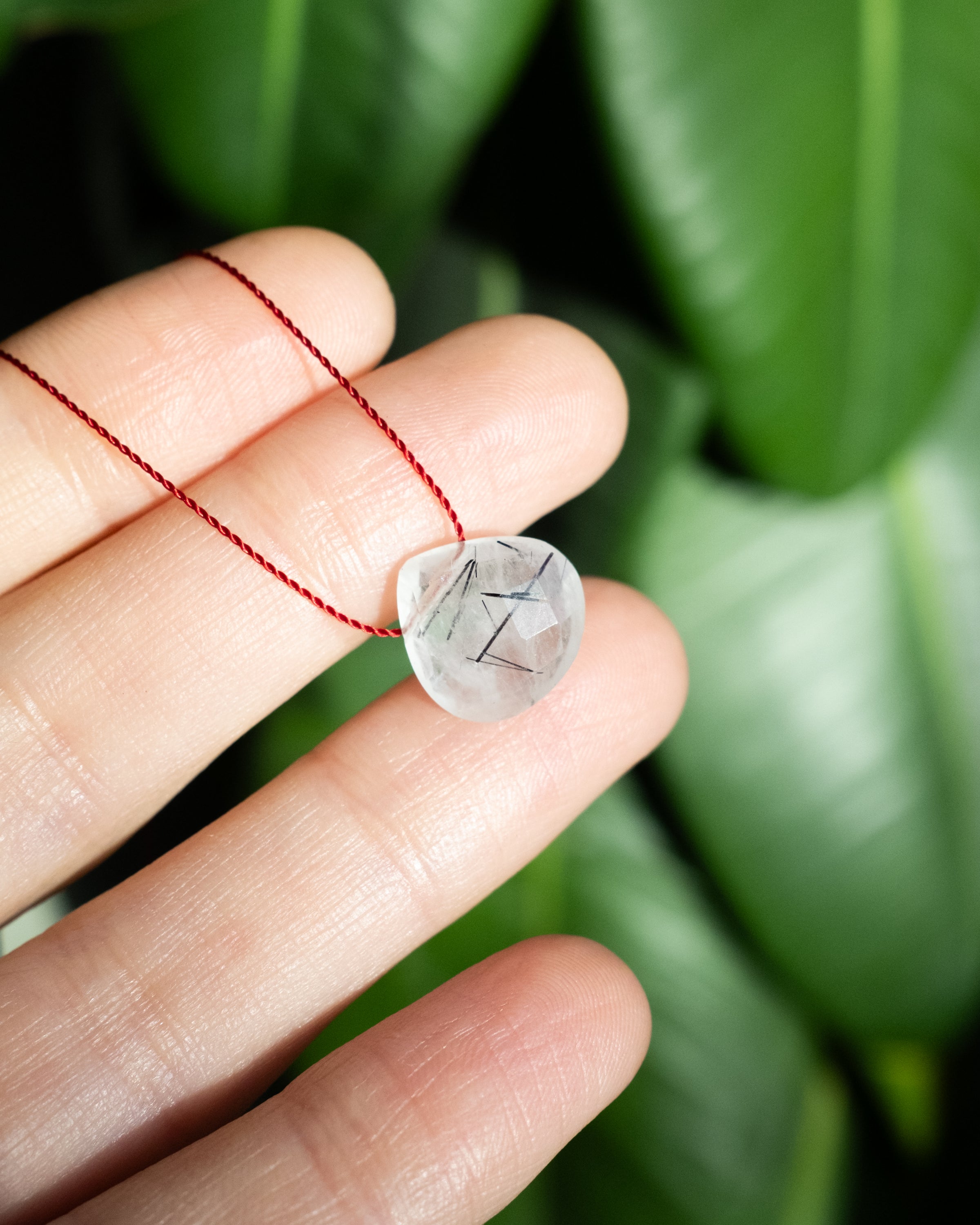 Tourmalated Quartz Vegan Silk Necklace - The Healing Pear