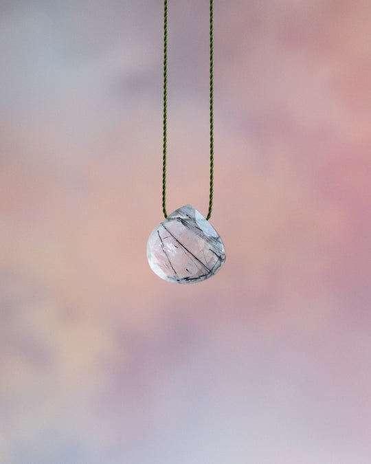 Tourmalated Quartz Vegan Silk Necklace
