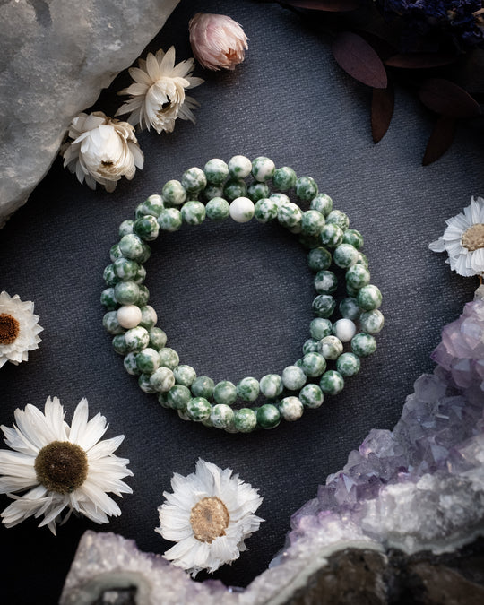 Tree Agate Round Bead Bracelet 6mm