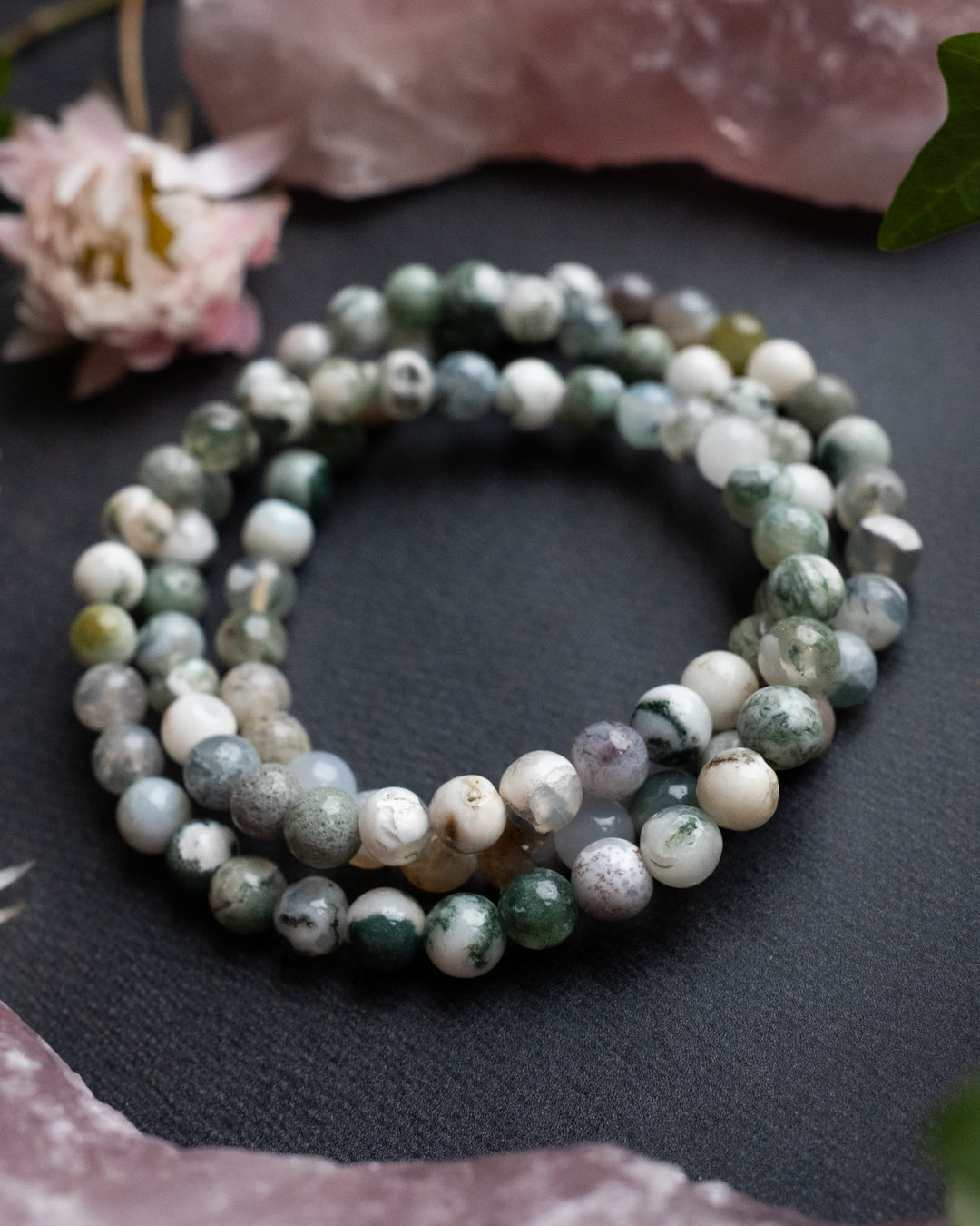 Tree Agate Round Bead Bracelet 6mm - The Healing Pear