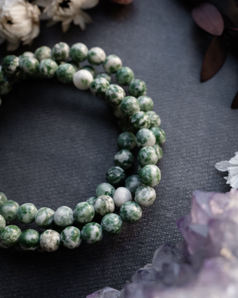 Tree Agate Round Bead Bracelet 6mm