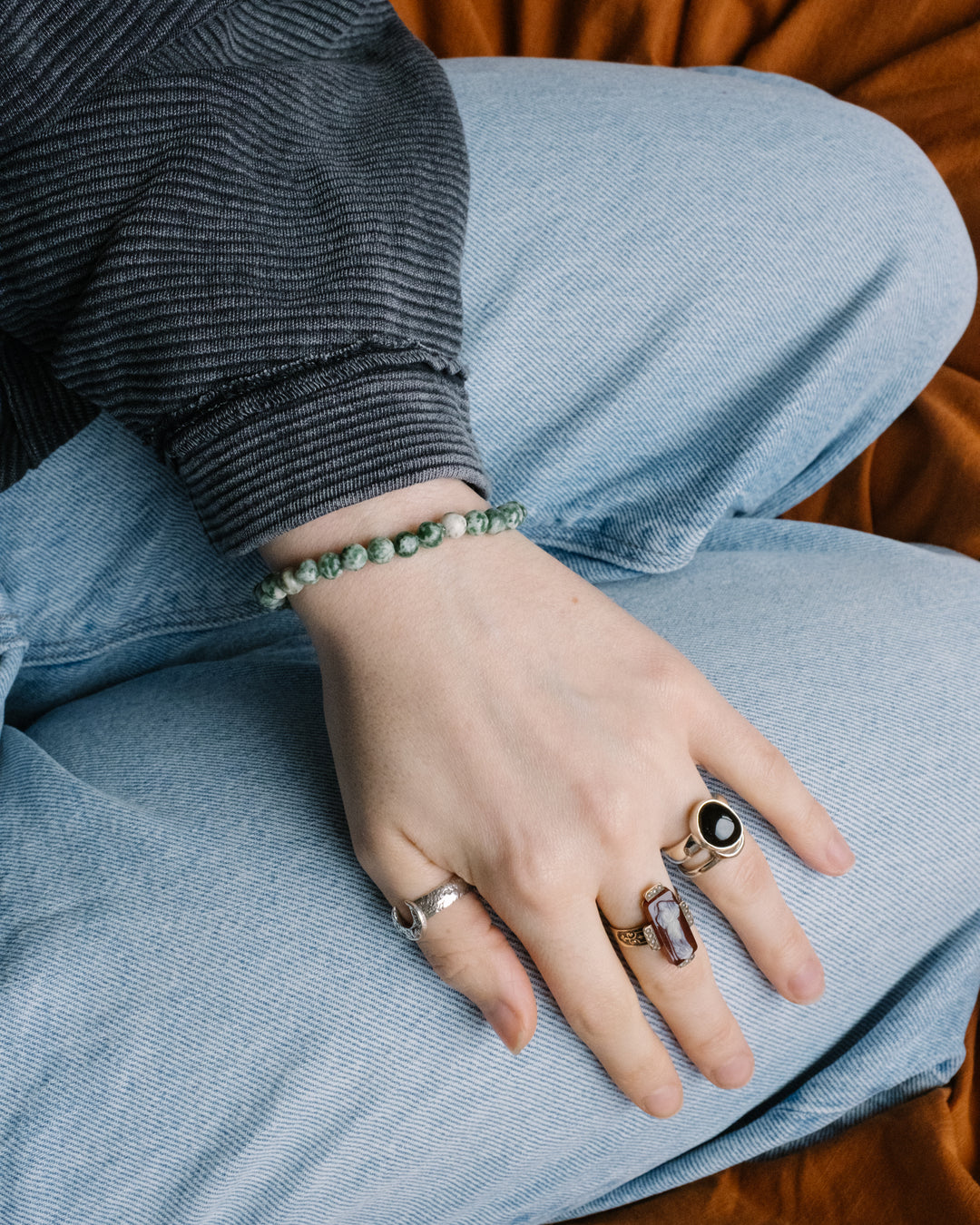 Tree Agate Round Bead Bracelet 6mm