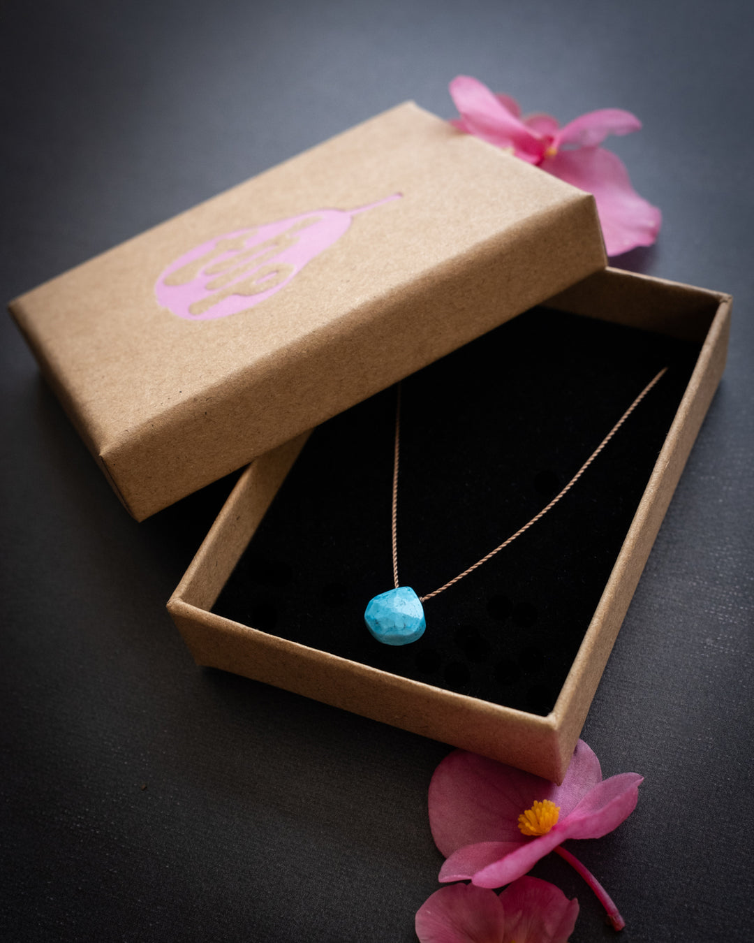 Turquoise Vegan Silk Necklace - The Healing Pear