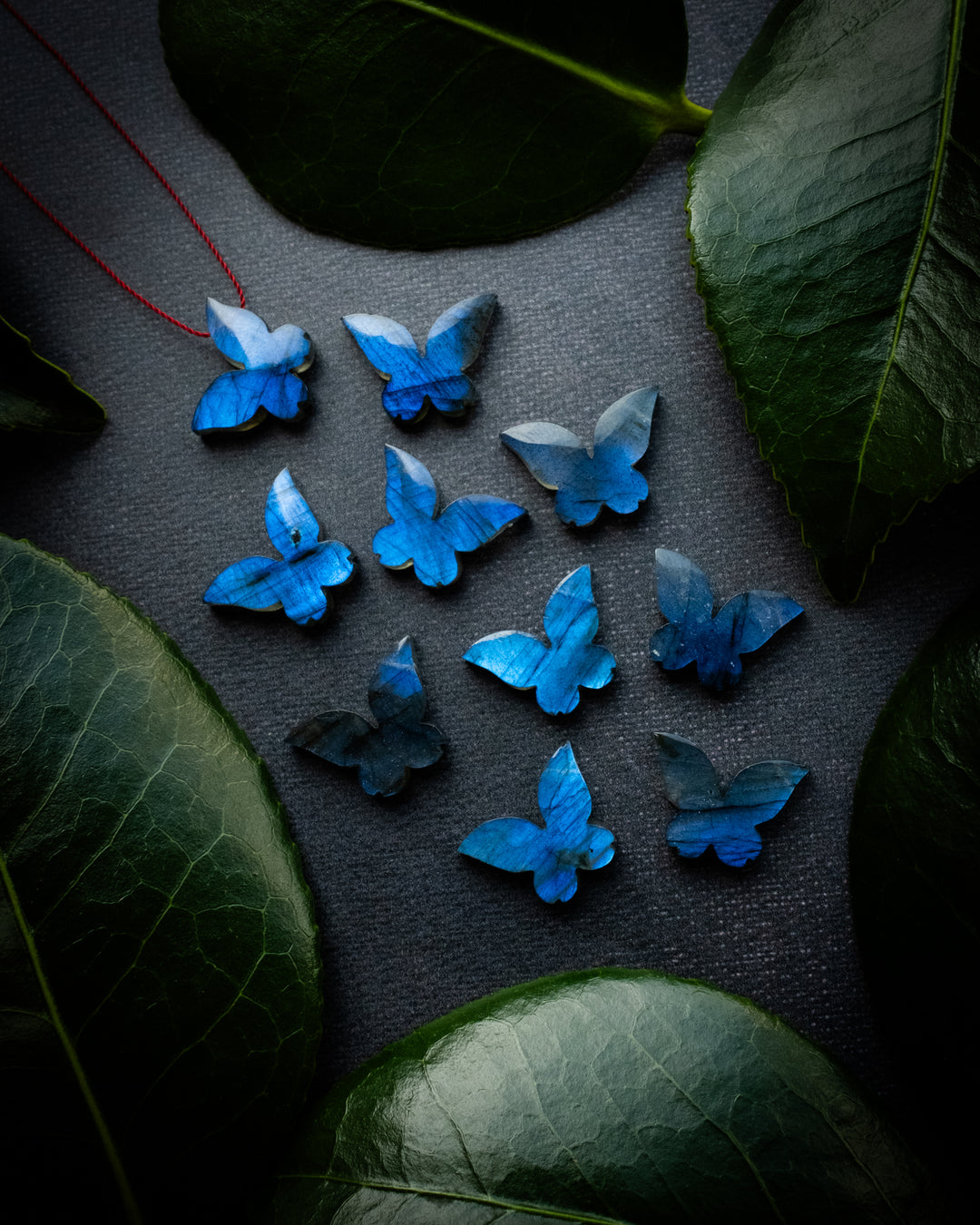 Labradorite Hand Carved Butterfly Vegan Silk Necklace