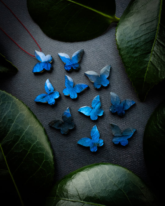 Labradorite Hand Carved Butterfly Vegan Silk Necklace