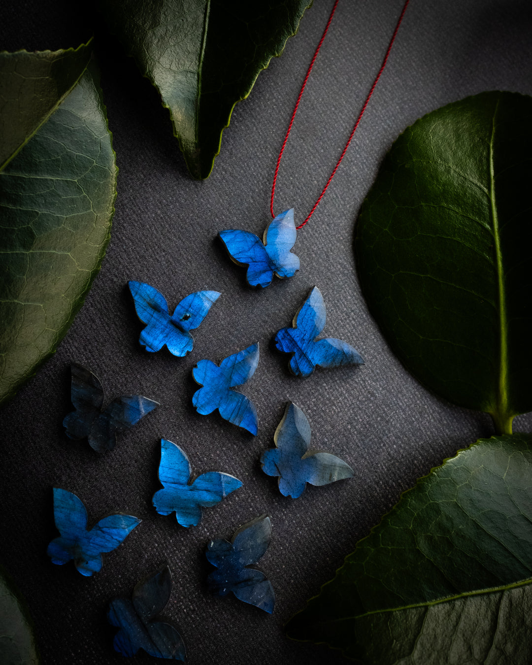 Labradorite Hand Carved Butterfly Vegan Silk Necklace