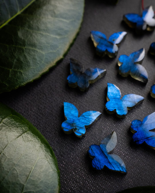 Labradorite Hand Carved Butterfly Vegan Silk Necklace