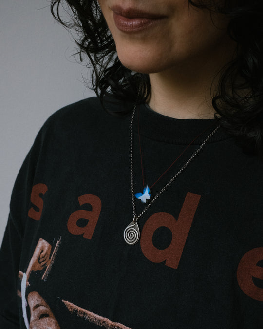 Labradorite Hand Carved Butterfly Vegan Silk Necklace