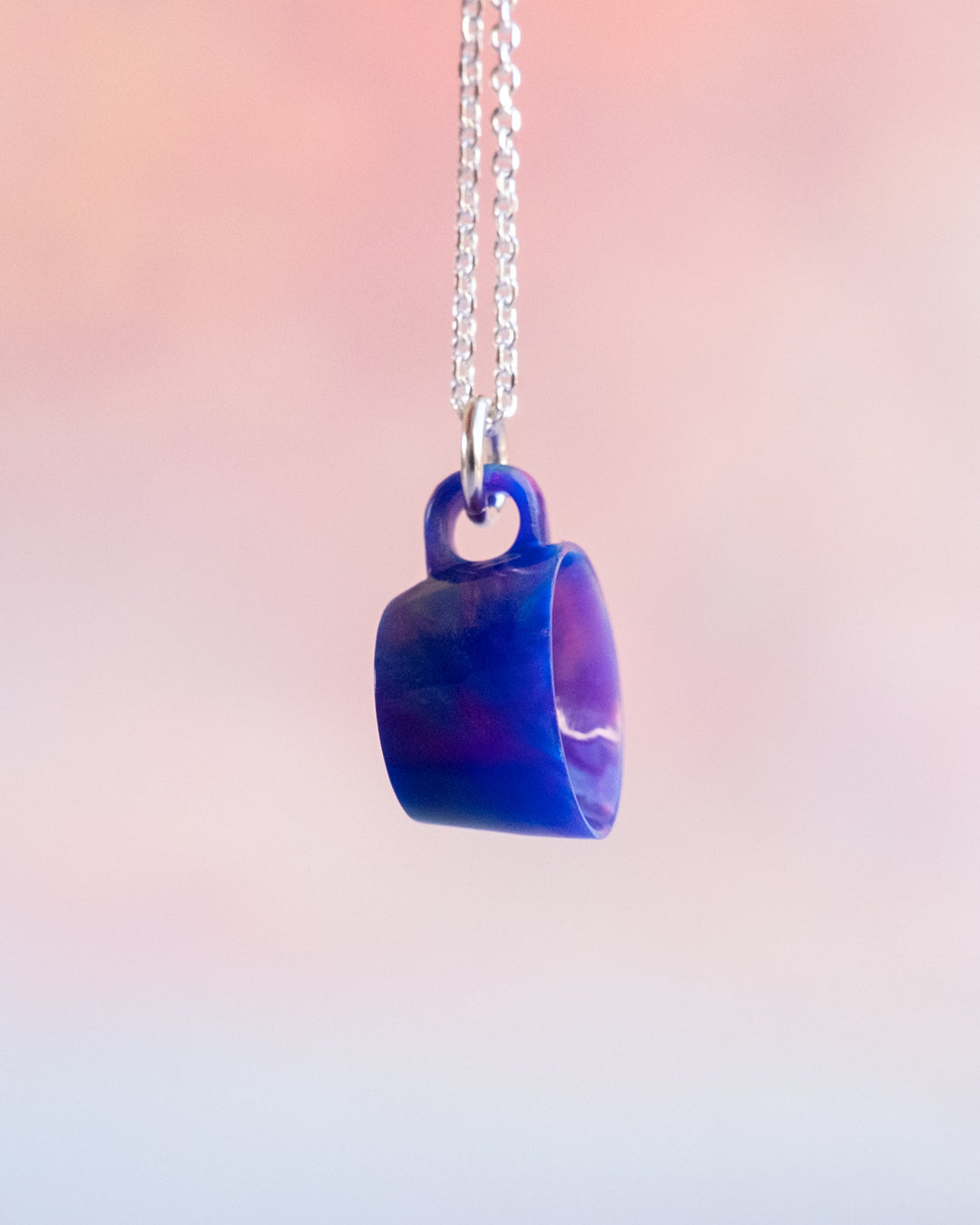 Violet Aura Opal Hand Carved Mug Necklace - The Healing Pear
