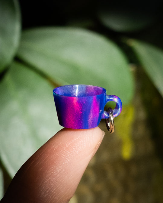 Violet Aura Opal Hand Carved Mug Necklace - The Healing Pear