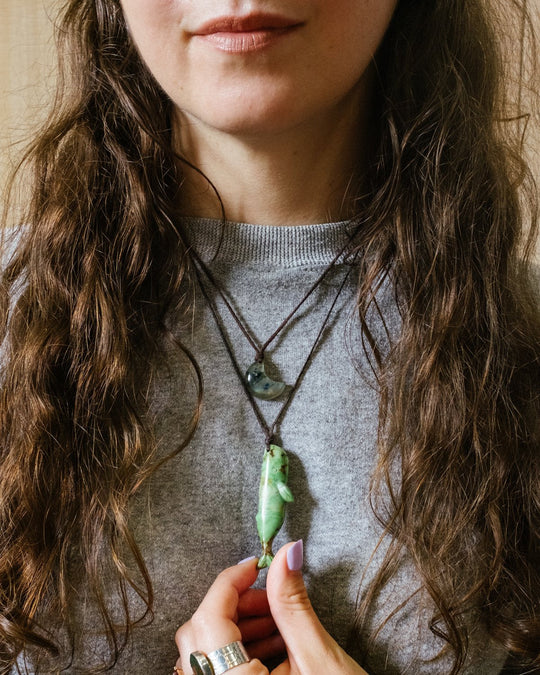 Labradorite Hand Carved Sperm Whale Necklace - The Healing Pear
