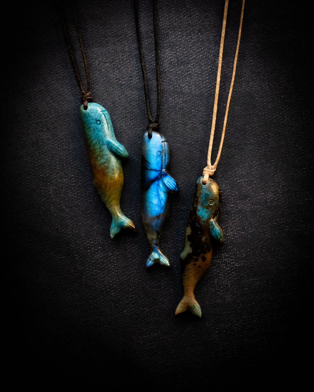 Rainbow Chrysocolla Hand Carved Sperm Whale Necklace - The Healing Pear