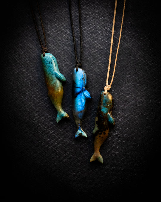 Rainbow Chrysocolla Hand Carved Sperm Whale Necklace - The Healing Pear