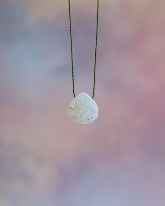 White Druzy Agate Vegan Silk Necklace