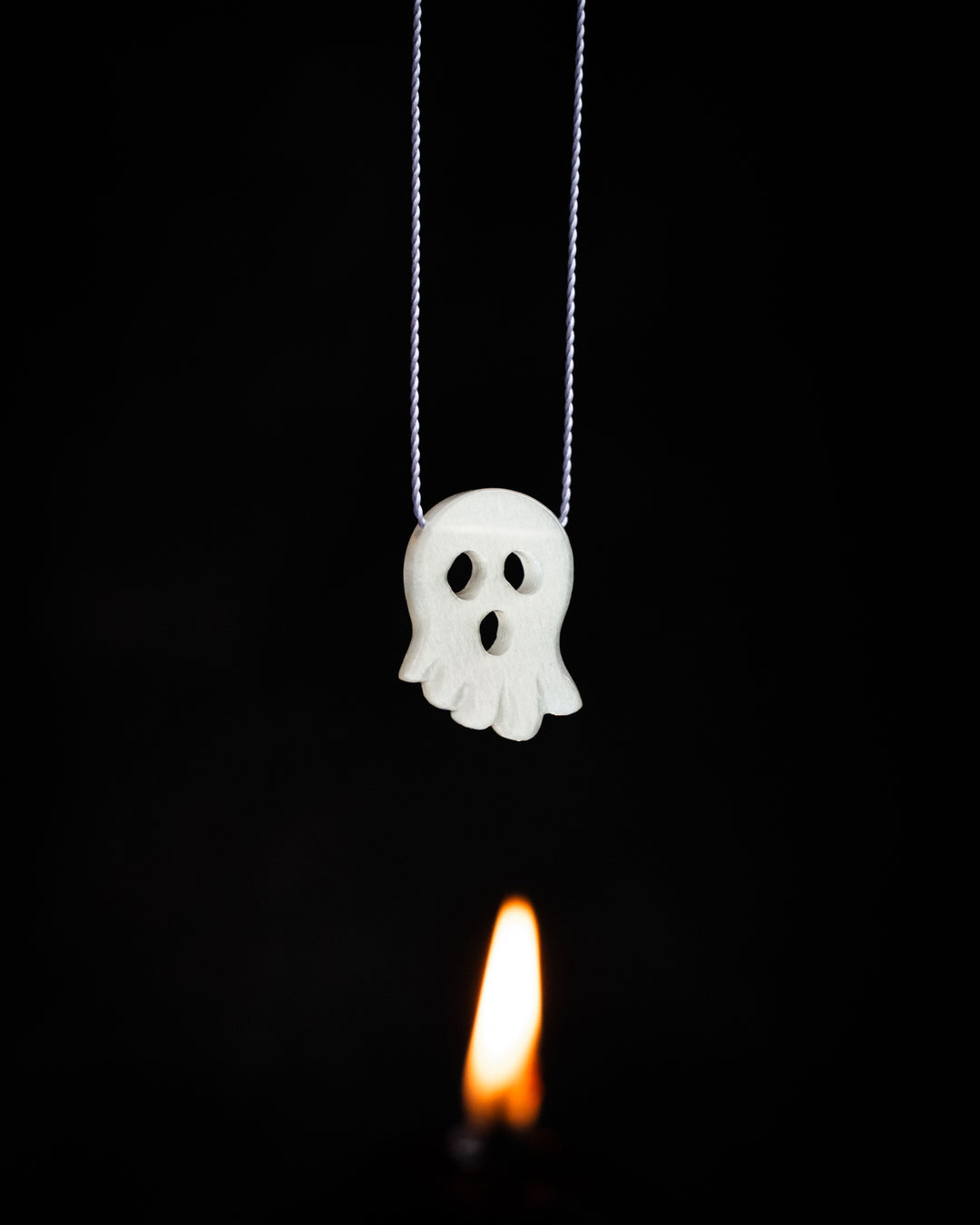 White Moonstone Hand Carved Ghost Necklace