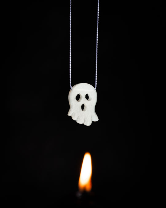 White Moonstone Hand Carved Ghost Necklace