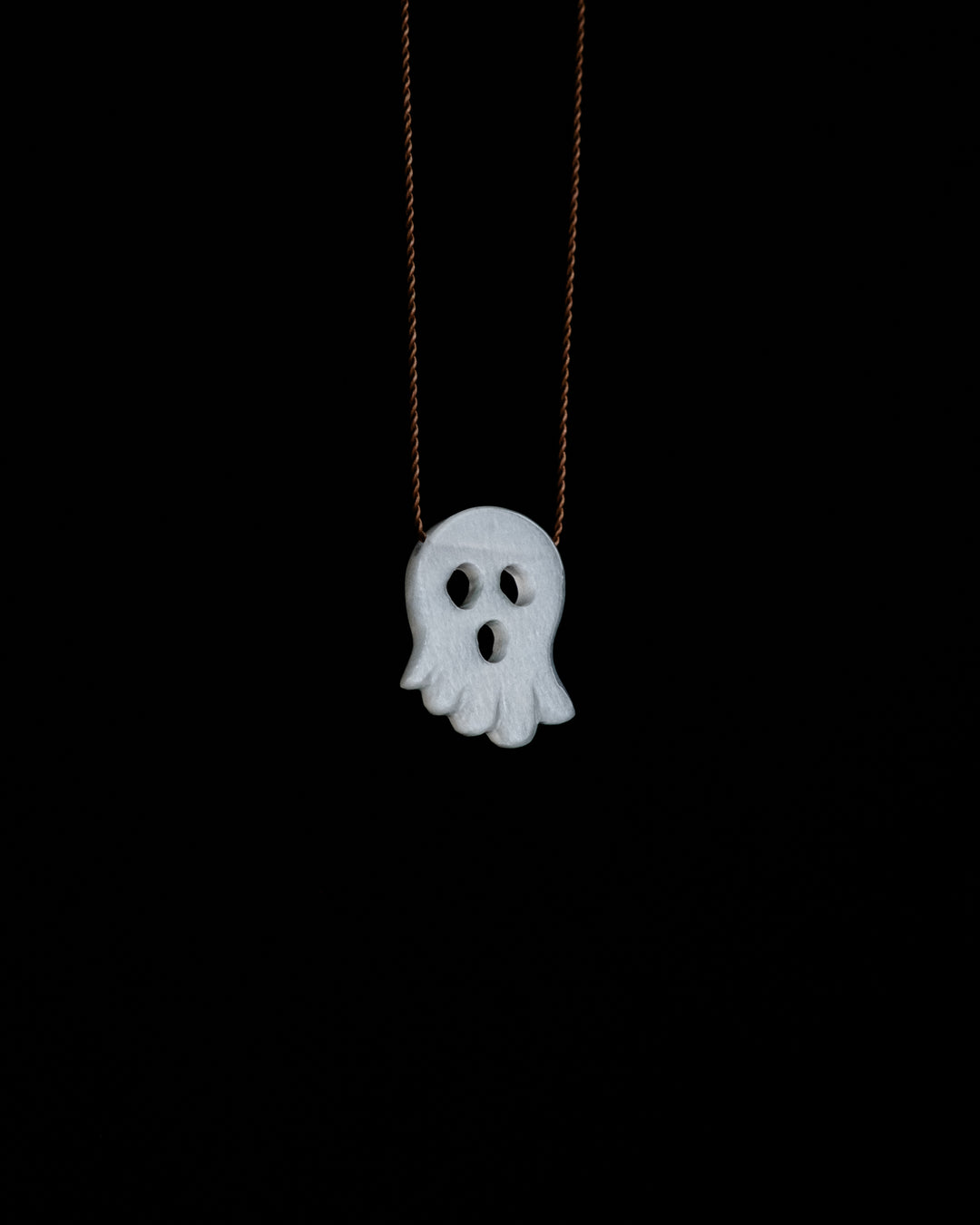 White Moonstone Hand Carved Ghost Necklace
