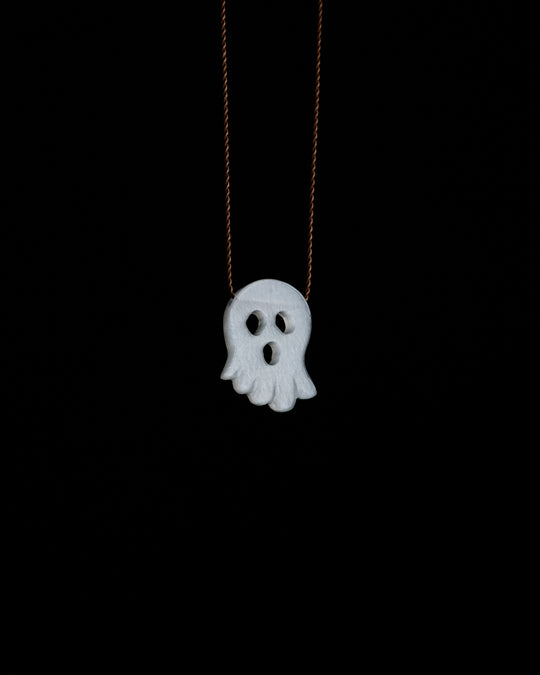 White Moonstone Hand Carved Ghost Necklace
