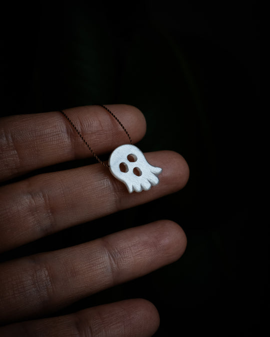 White Moonstone Hand Carved Ghost Necklace