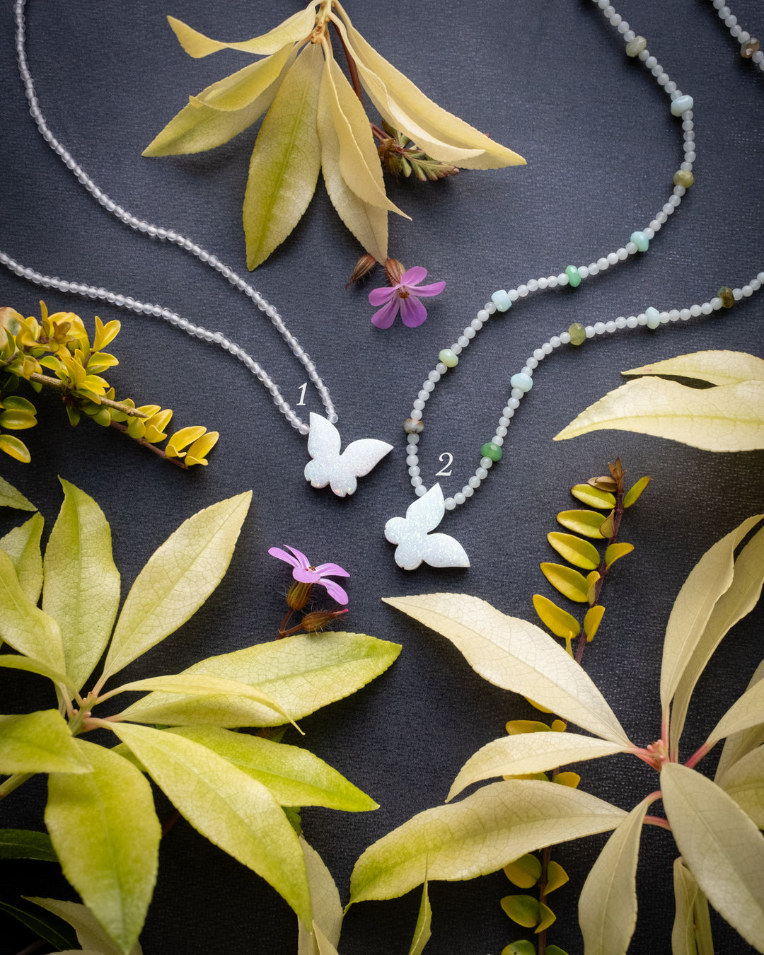 Angel Aura Opal Hand Carved Butterfly Beaded Necklace - The Healing Pear