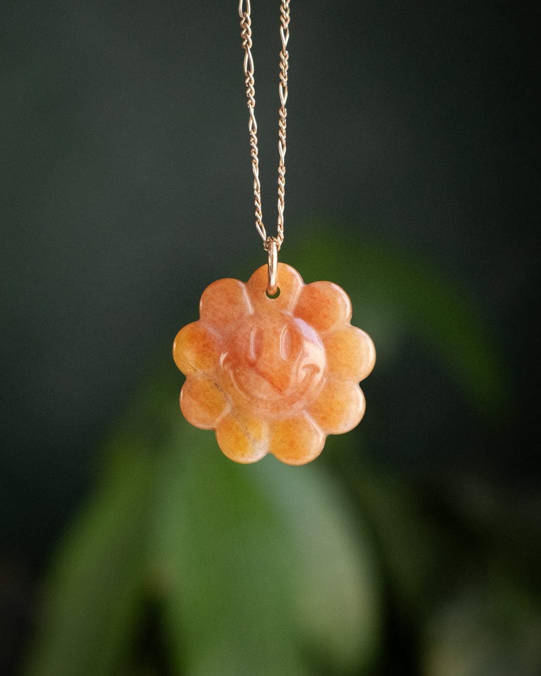Yellow Agate Hand Carved Groovy Flower Necklace - The Healing Pear