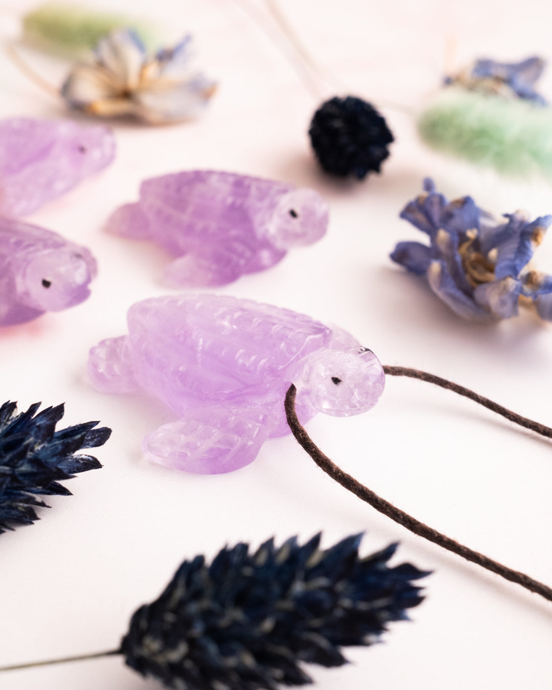 Amethyst Hand Carved Leatherback Sea Turtle Necklace - The Healing Pear