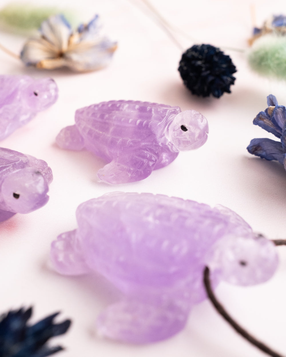 Amethyst Hand Carved Leatherback Sea Turtle Necklace - The Healing Pear